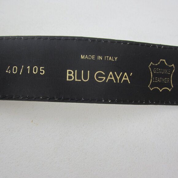 NEW Blugaya Womens XL Gold Leather Statement Belt Brass Floral Buckle Italy - Picture 6 of 14